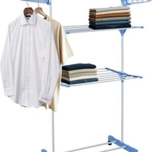 Super Varal de Chão Grande 3 Andares Regulável Dobrável Com Rodas Camiseta Toalha Calça
